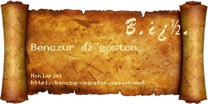 Benczur Ágoston névjegykártya